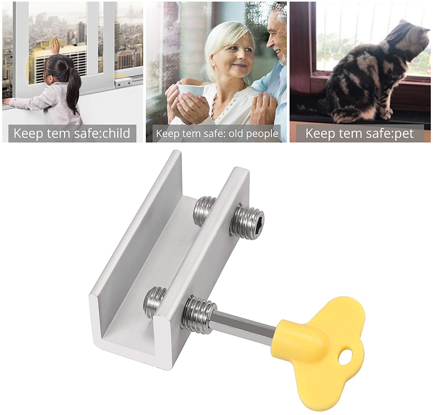 Kamtop 6 Sets Adjustable Sliding Window Double Locks