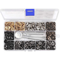 Kamtop 150 Sets Press Stud Kit 6 Colors Copper Canvas Snaps Button Poppers Fasteners